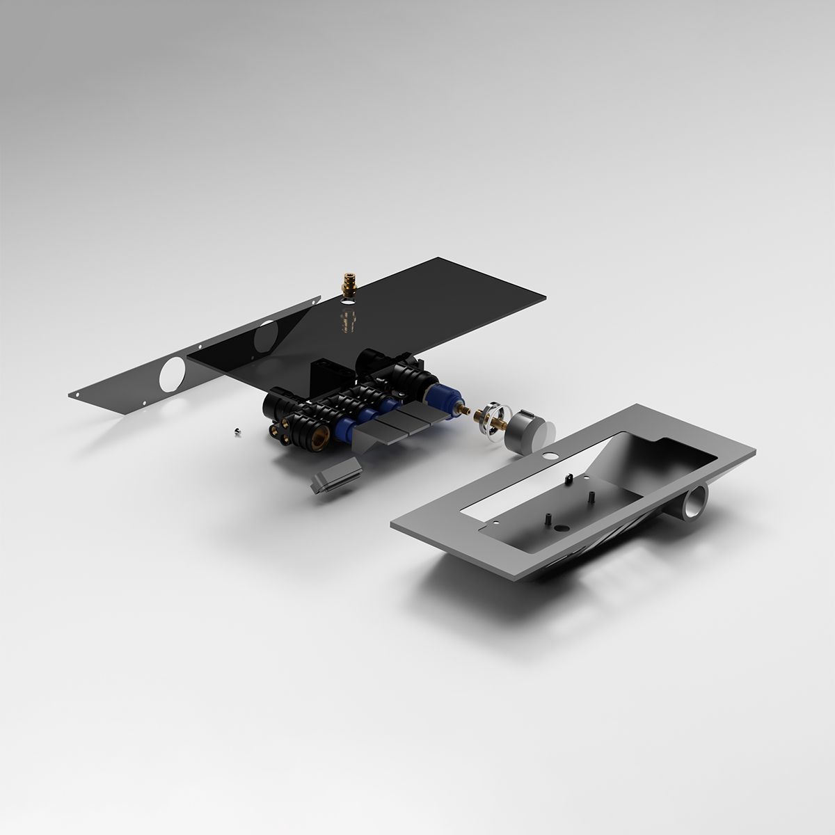 Sistem de dus si cada, cu termostat, Piano keys, 3 functii, LED, alimentare hidroelectrica, Gun Grey, Serafino