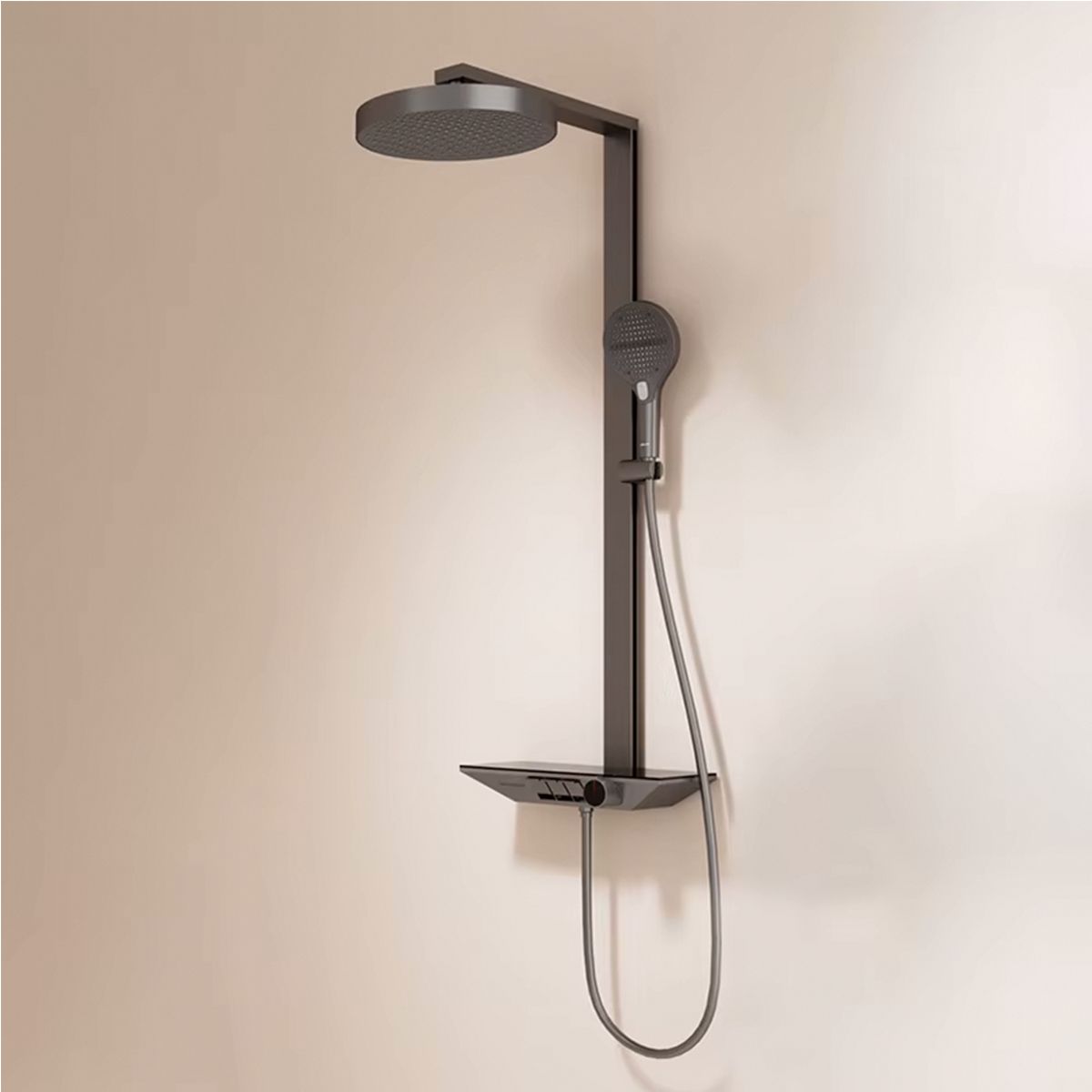 Sistem de dus si cada, cu termostat, Piano keys, 3 functii, LED, alimentare hidroelectrica, Gun Grey, Serafino