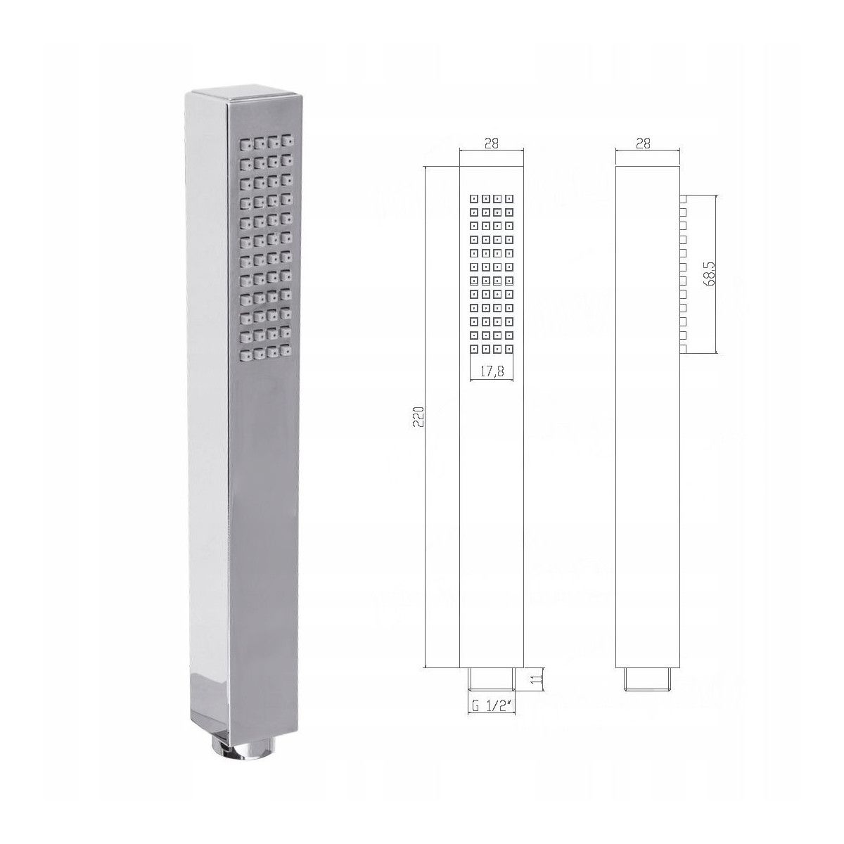 Sistem dus EGO Z1, montaj din perete, baterie incastrata cu  termostat, dus tip ploaie 30x30 cm