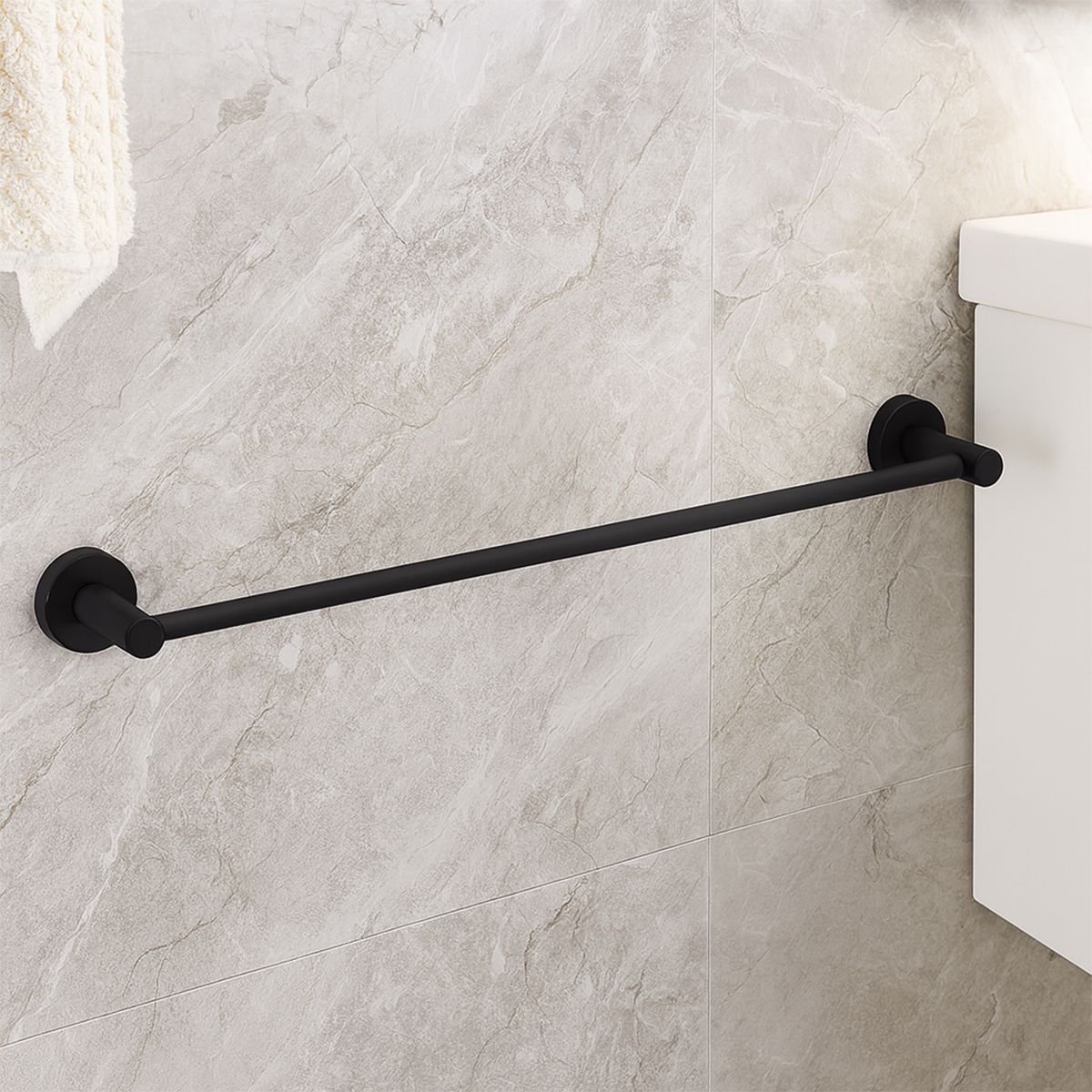 Suport prosoape, 57.5 cm, Negru Mat, otel, design modern, Velvet