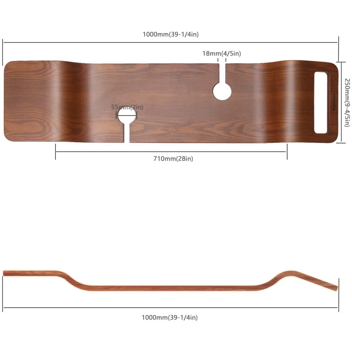 Tava pentru cada Vasco, 100x25x1.5, finisaj Luxury lemn multistrat, lemn stejar, waterproof, Culoare Nuc