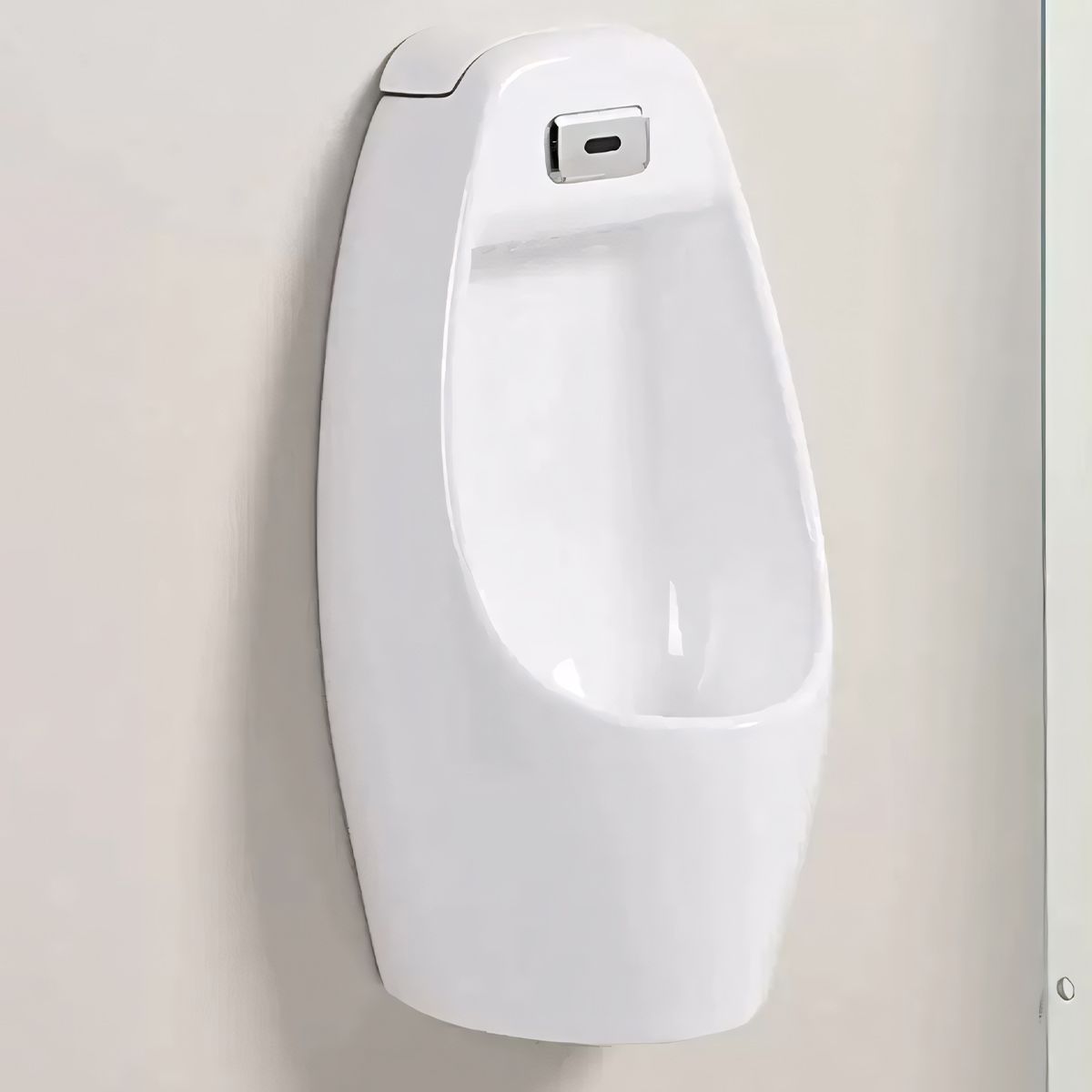 Urinal cu senzor integrat, scurgere in perete sau in podea, 34x29x68 cm, Alb Lucios,Lucente
