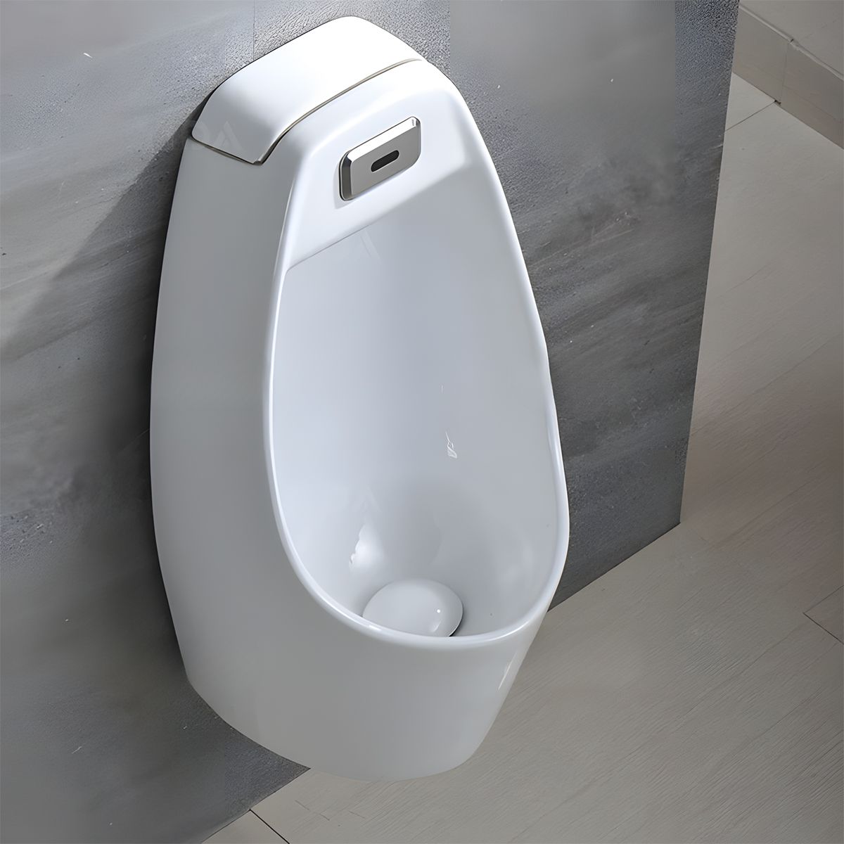Urinal cu senzor integrat, scurgere in perete sau in podea, 34x29x68 cm, Alb Lucios,Lucente
