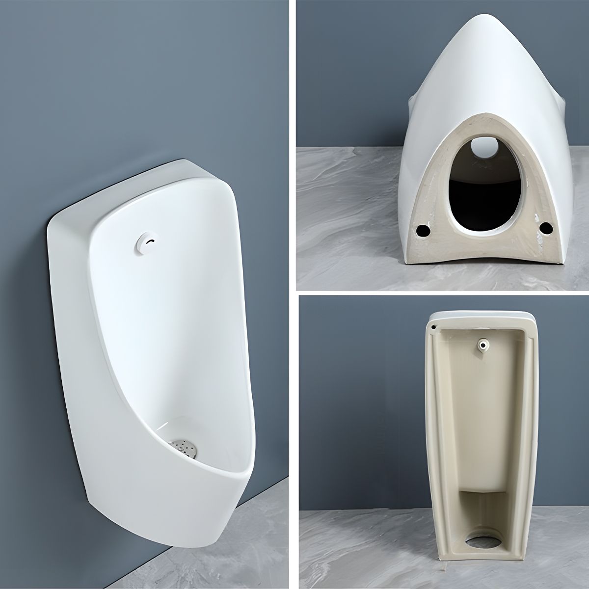 Urinal cu senzor integrat, scurgere in perete sau in podea, 35x38x75 cm, Negru Mat, Lavino