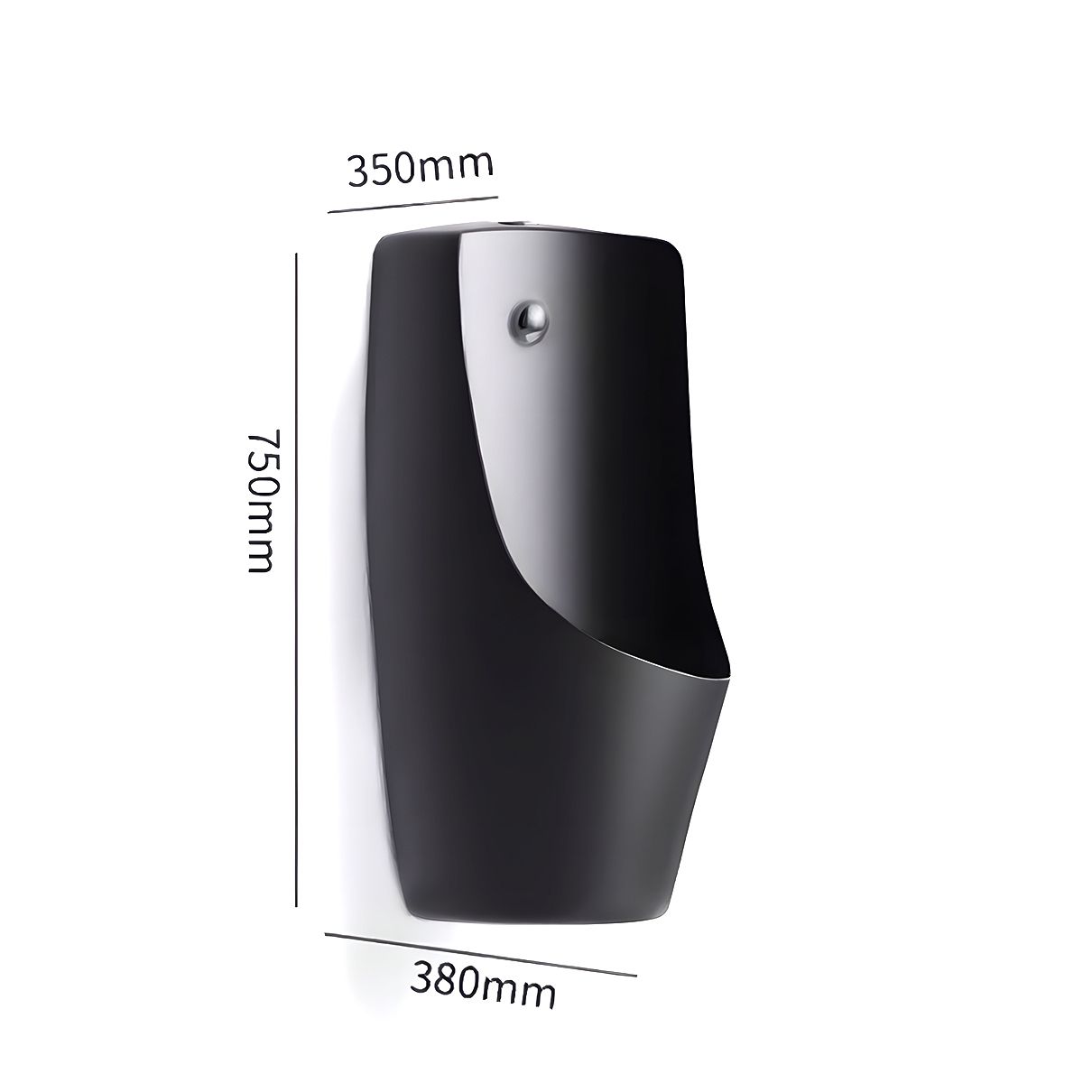 Urinal cu senzor integrat, scurgere in perete sau in podea, 35x38x75 cm, Negru Mat, Lavino