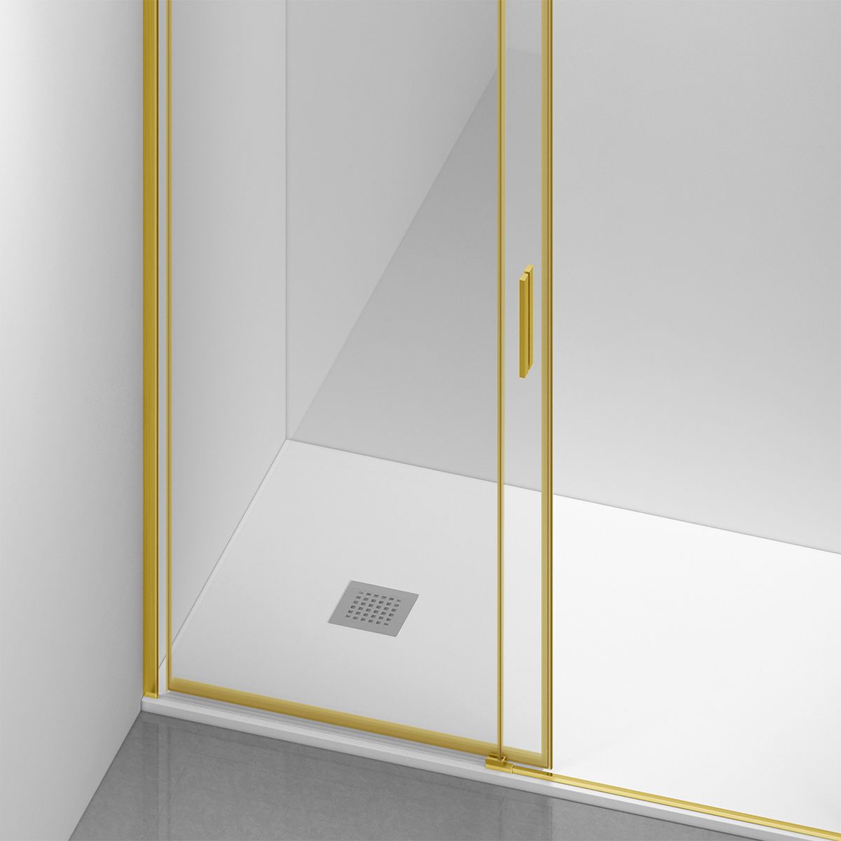 Usa de dus, glisanta, transparenta, sticla securizata de 6 mm, dimensiuni intre 100-180 cm, profil Auriu Mat, Hanes