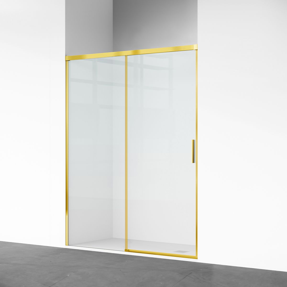 Usa de dus, glisanta, transparenta, sticla securizata de 6 mm, dimensiuni intre 100-180 cm, profil Auriu Mat, Hanes