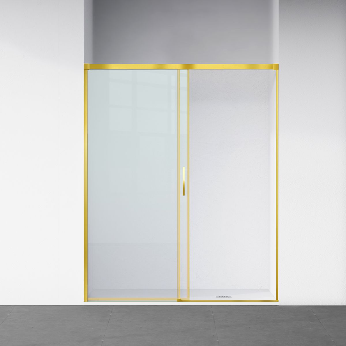 Usa de dus, glisanta, transparenta, sticla securizata de 6 mm, dimensiuni intre 100-180 cm, profil Auriu Mat, Hanes