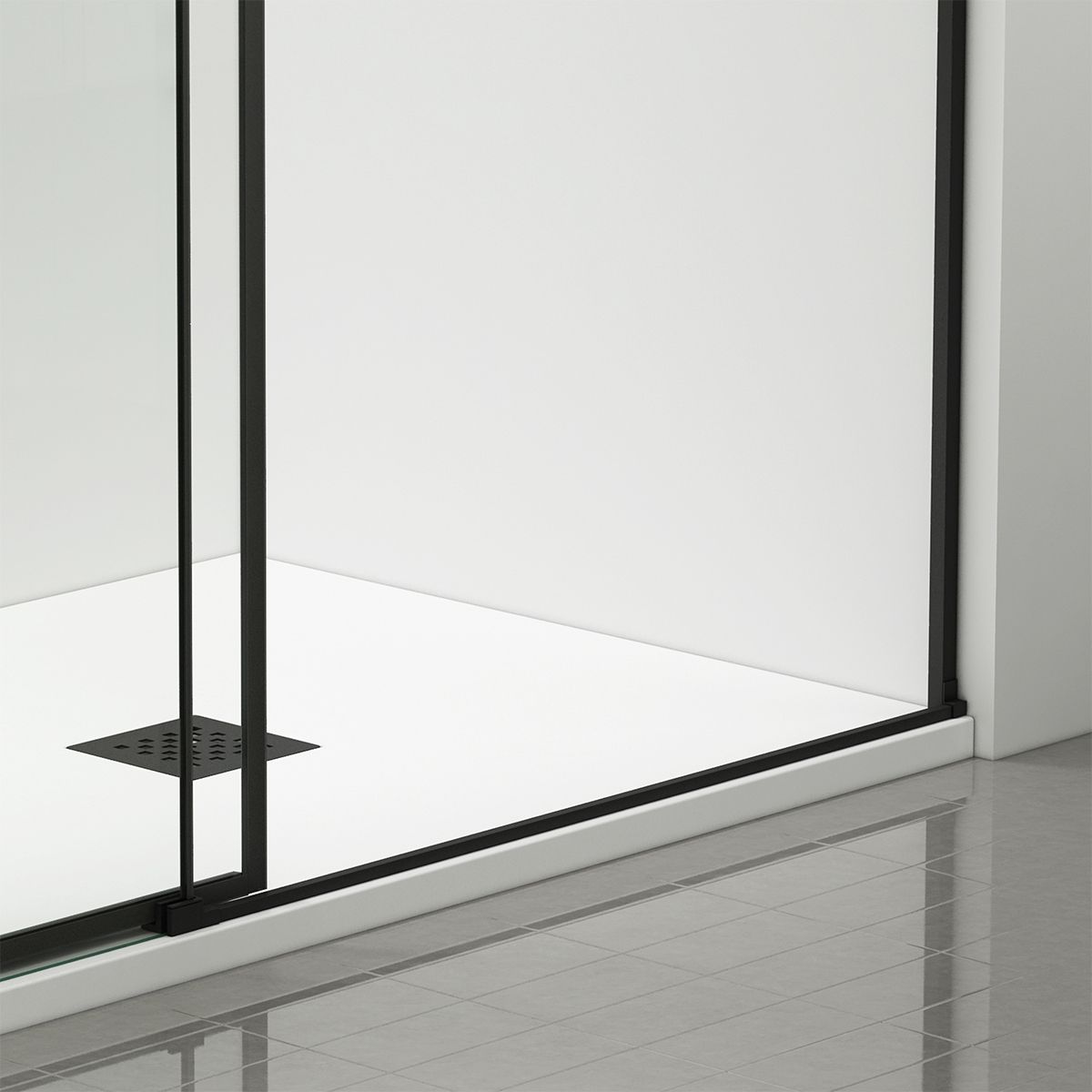 Usa de dus, glisanta, transparenta, sticla securizata de 6 mm, dimensiuni intre 100-180 cm, profil Negru Mat, Hanes