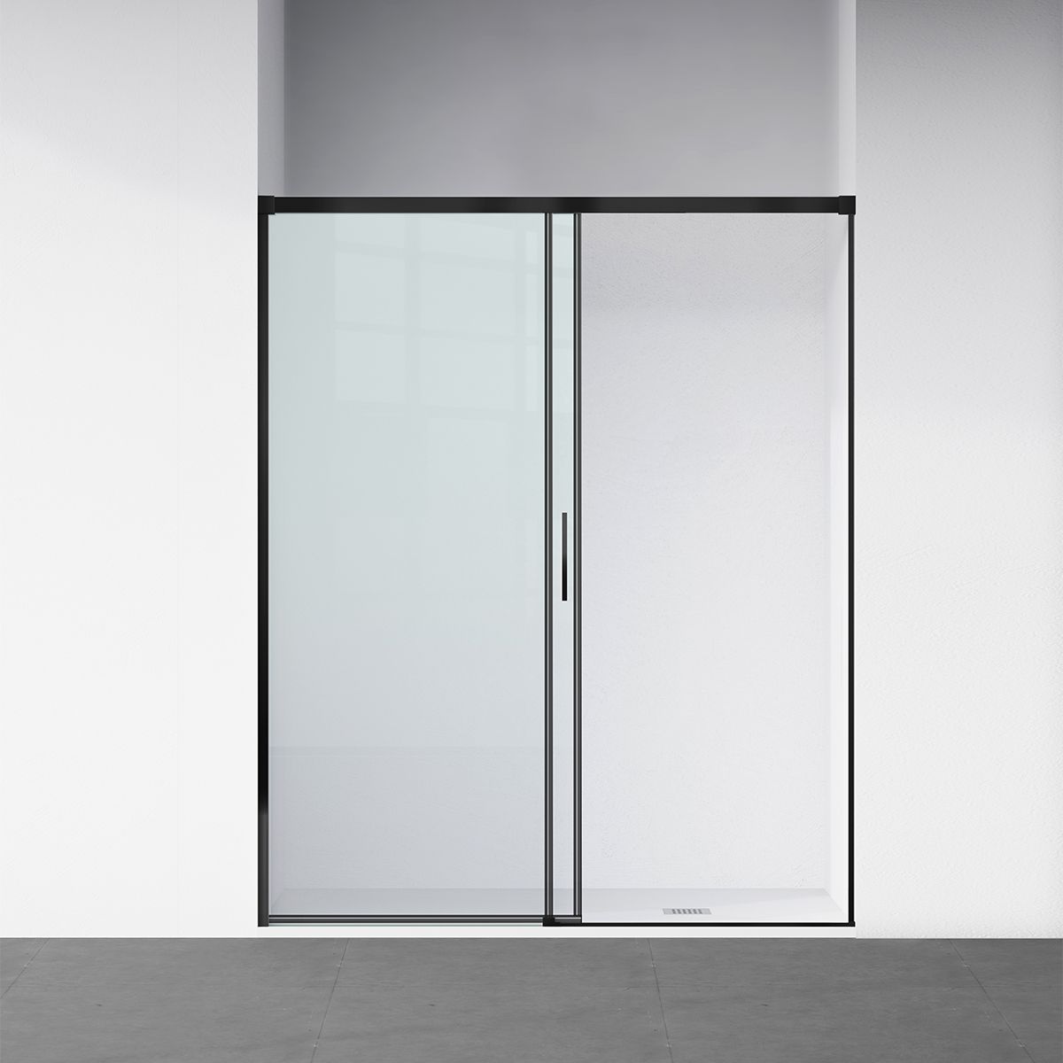 Usa de dus, glisanta, transparenta, sticla securizata de 6 mm, dimensiuni intre 100-180 cm, profil Negru Mat, Hanes
