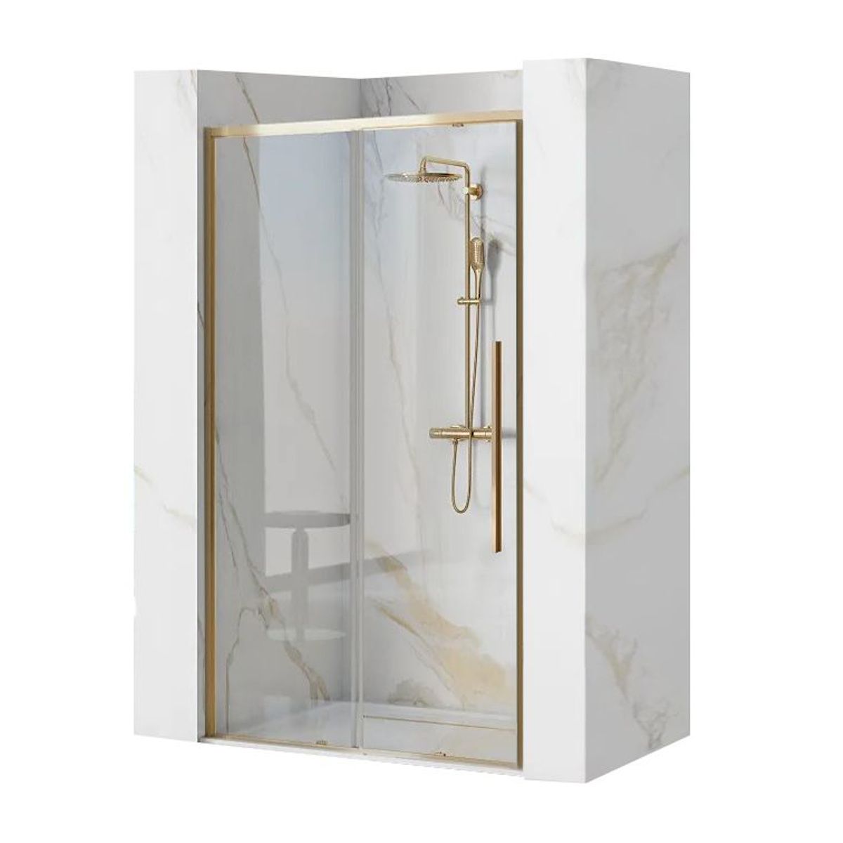 Usa de dus, REA-SOL Gold, 120 cm, Glisanta, Sticla securizata transparenta 6mm
