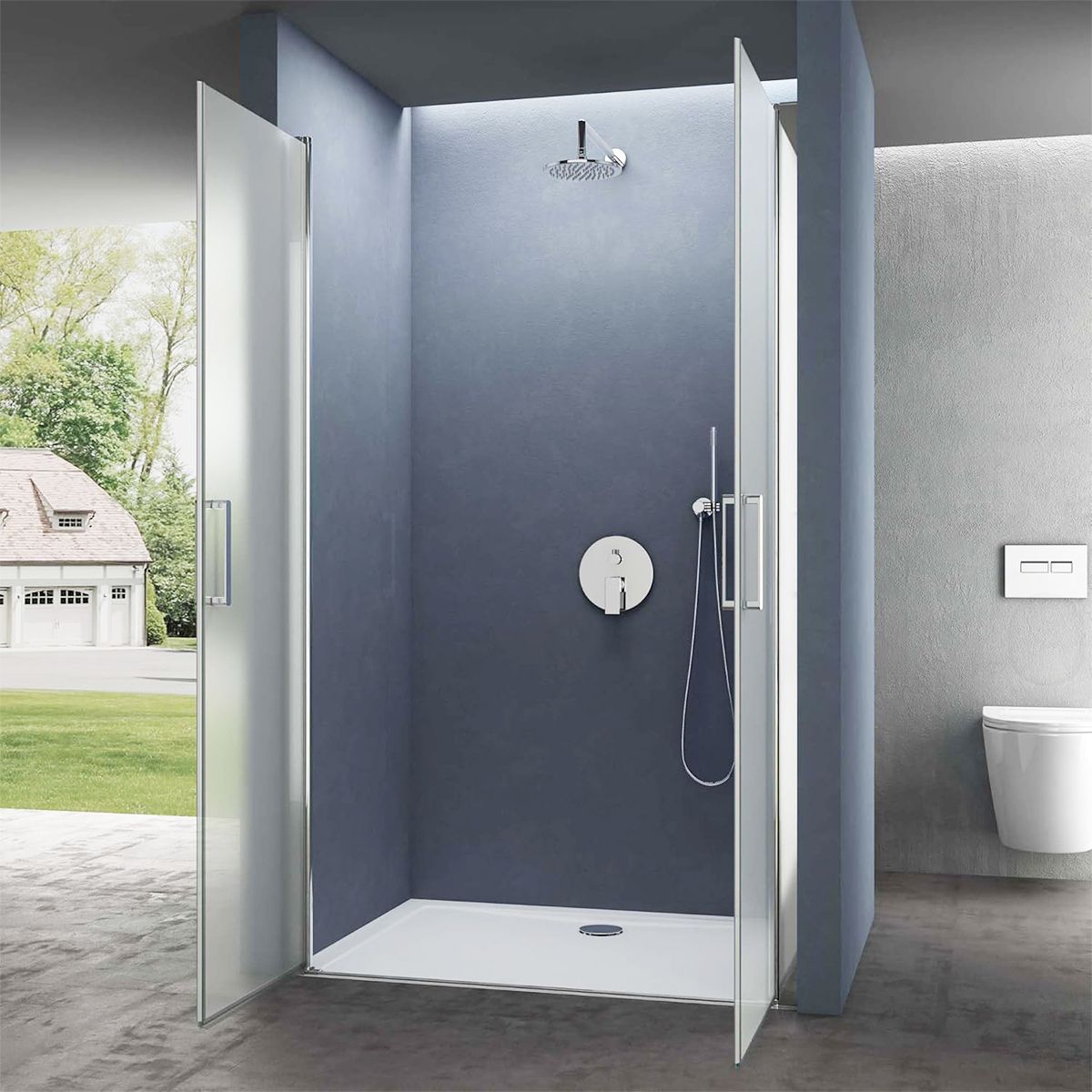 Usa de nisa EGO-24D, sticla securizata 6 mm, Sablata, Deschidere 180°, dimensiune de 100x195 cm, tratament Nano Easy Clean