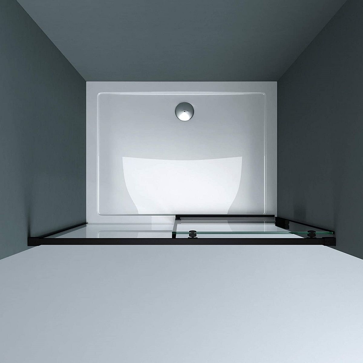 Usa dus Ego 12, negru mat, 100-120-140 x 195 cm, Glisanta, sticla securizata 6 mm, Nano Easy Clean