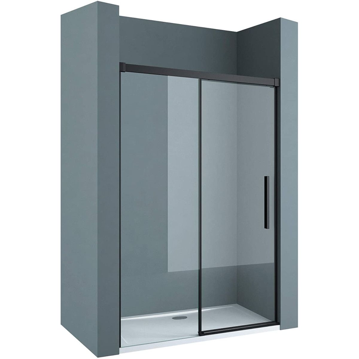 Usa dus Ego 12, negru mat, 100-120-140 x 195 cm, Glisanta, sticla securizata 6 mm, Nano Easy Clean