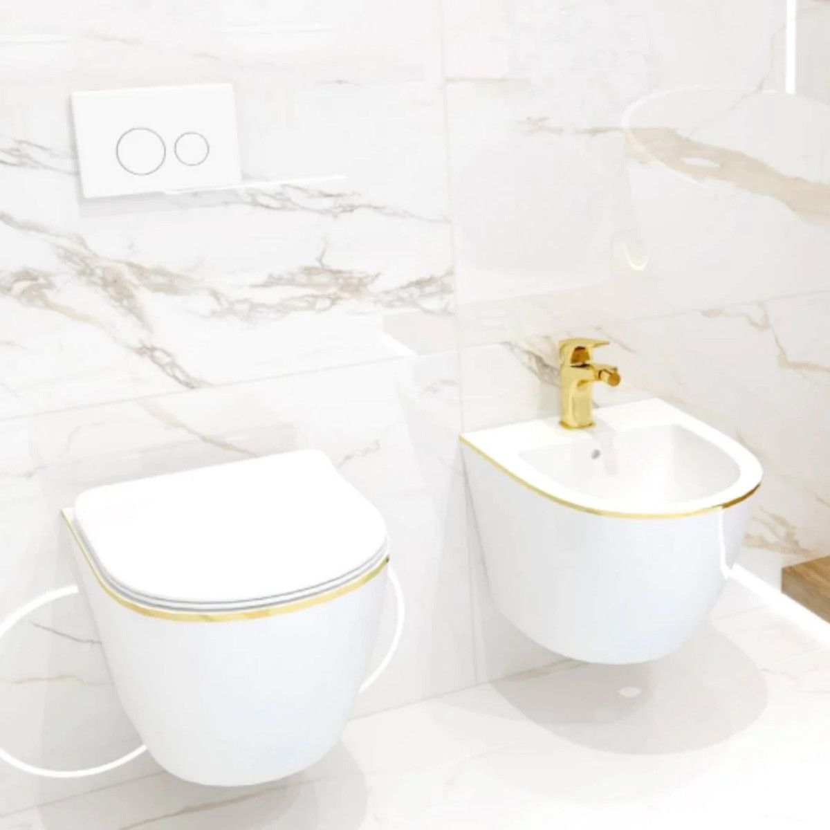 Vas bideu Ben, Gold Line, 49x36 cm, montaj suspendat, ceramica sanitara