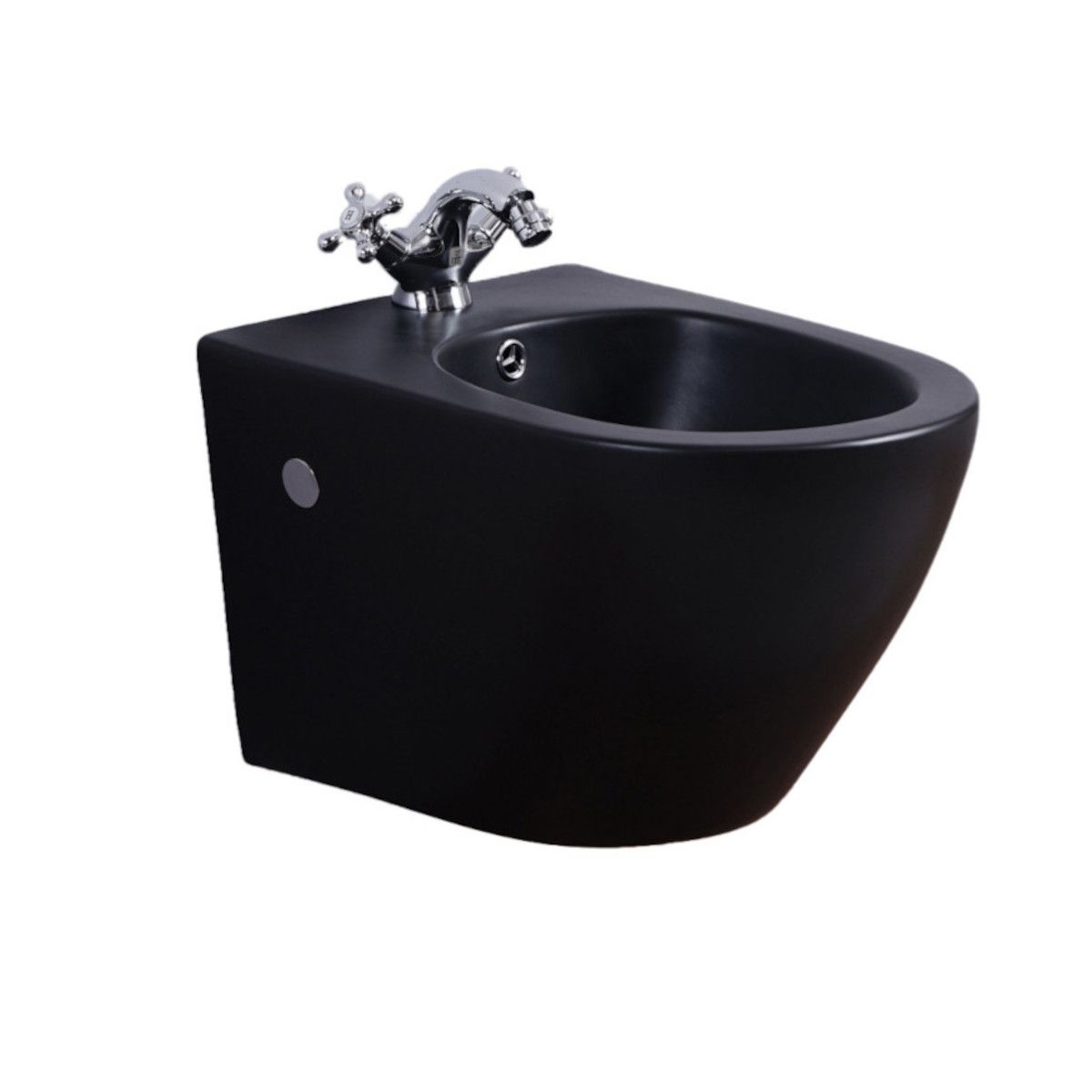 Vas bideu Ego-Manuka, Negru Mat, montaj suspendat, ceramica sanitara, cu preaplin, 48 x 37 cm