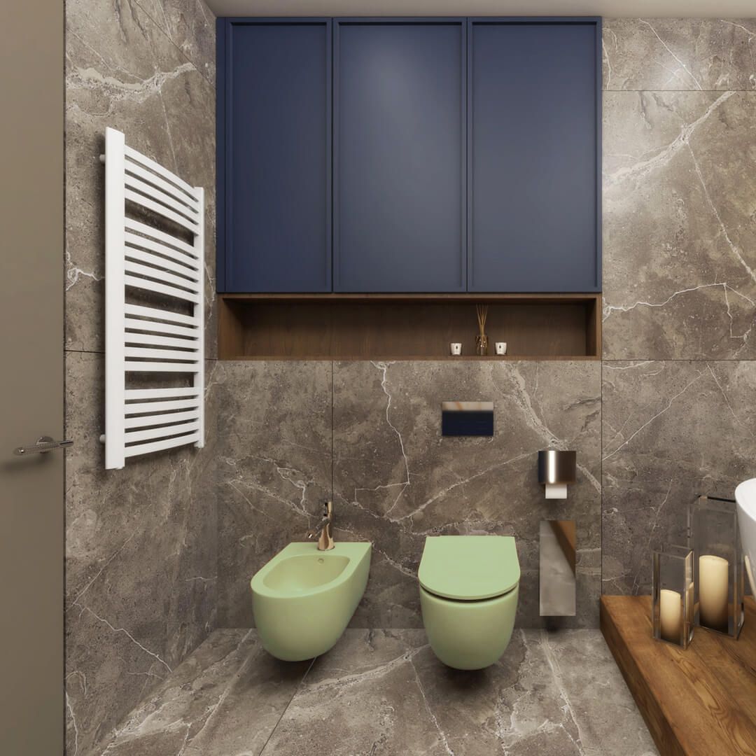 Vas bideu Verde Mint Mat, Power Colour, 49x36 cm , montaj suspendat, cu preaplin, Molis