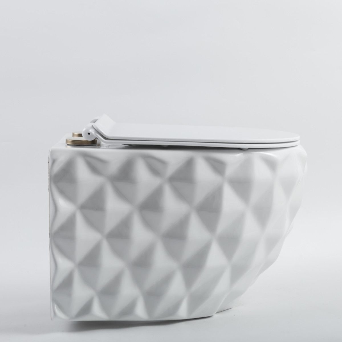 Vas Wc, Alb Lucios, Rimless, 49x36 cm, montaj suspendat, capac Duroplast, ceramica sanitara, Sidef