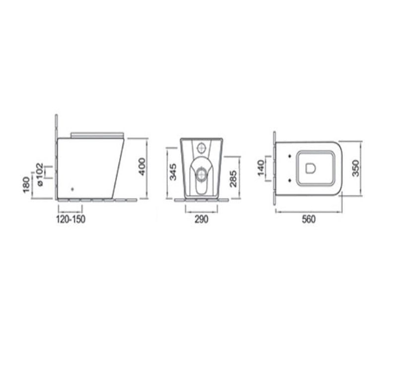Vas wc Alfonso Rimless montaj pe podea, capac slim, 56x35 cm, Alb, ceramica sanitara