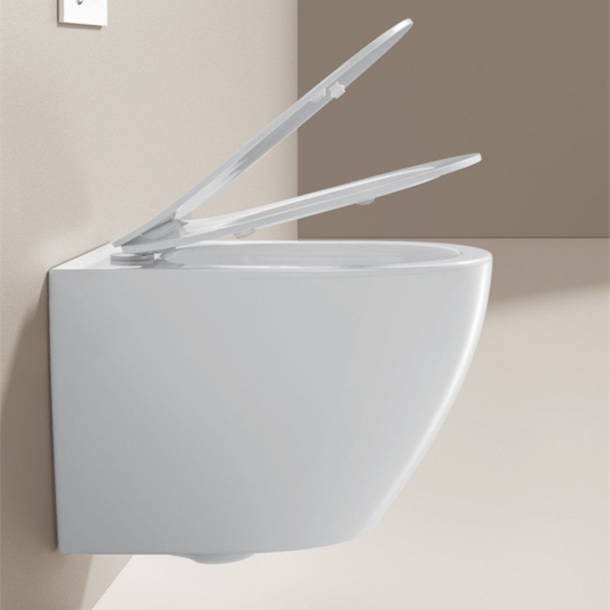 Vas Wc Ben, Alb, Rimless, 49x37 cm, montaj suspendat, capac Duroplast, ceramica sanitara