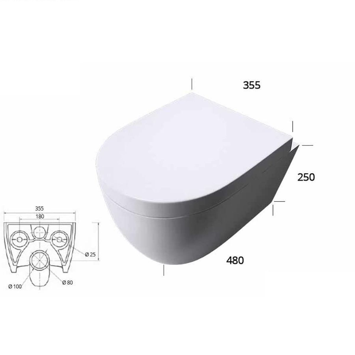 Vas Wc EGO-106, Alb, suspendat, capac Duroplast inclus, 48x35.5 cm