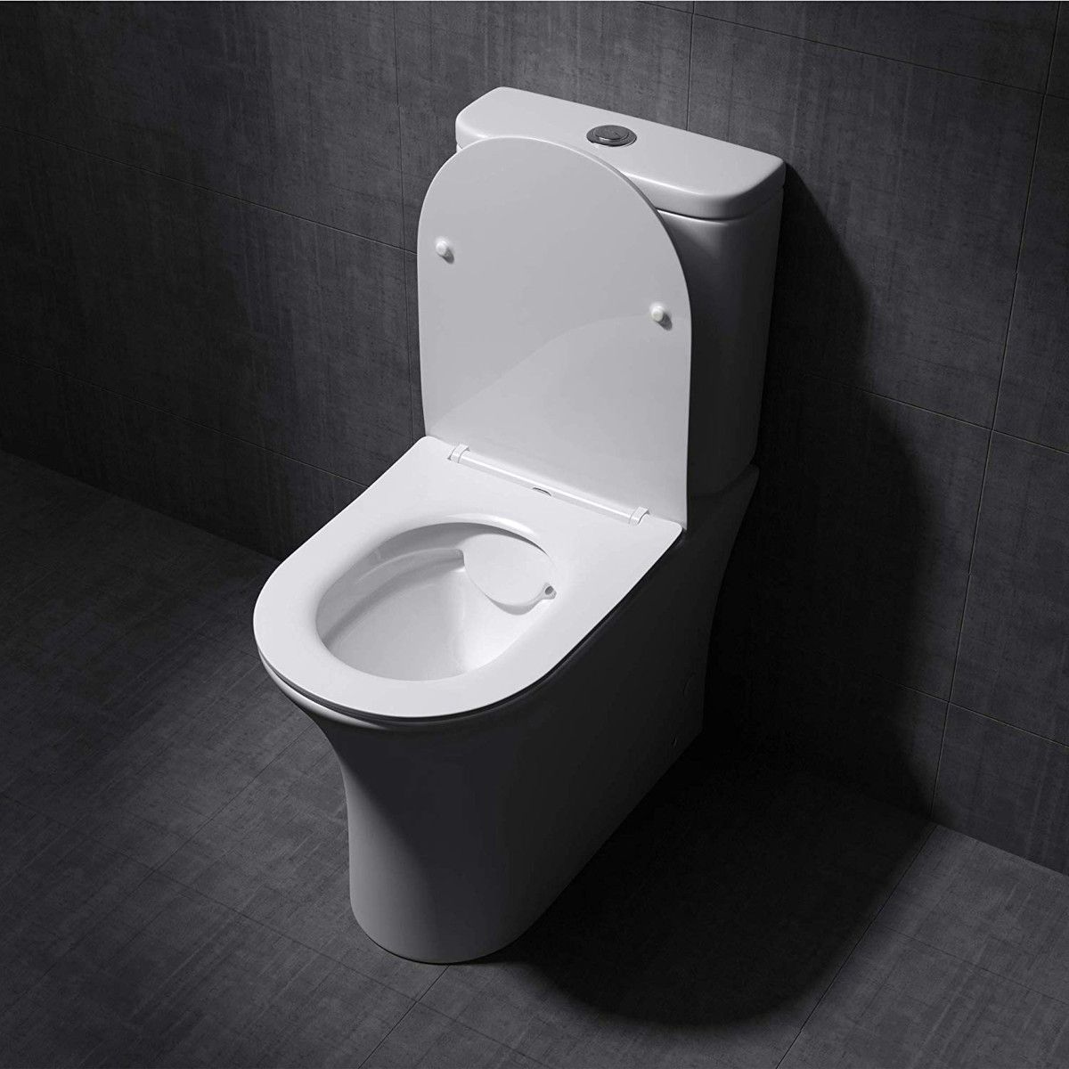 Vas wc EGO-304T, Alb, montaj pe podea, capac Silent Close, ceramica sanitara, 65x39 cm