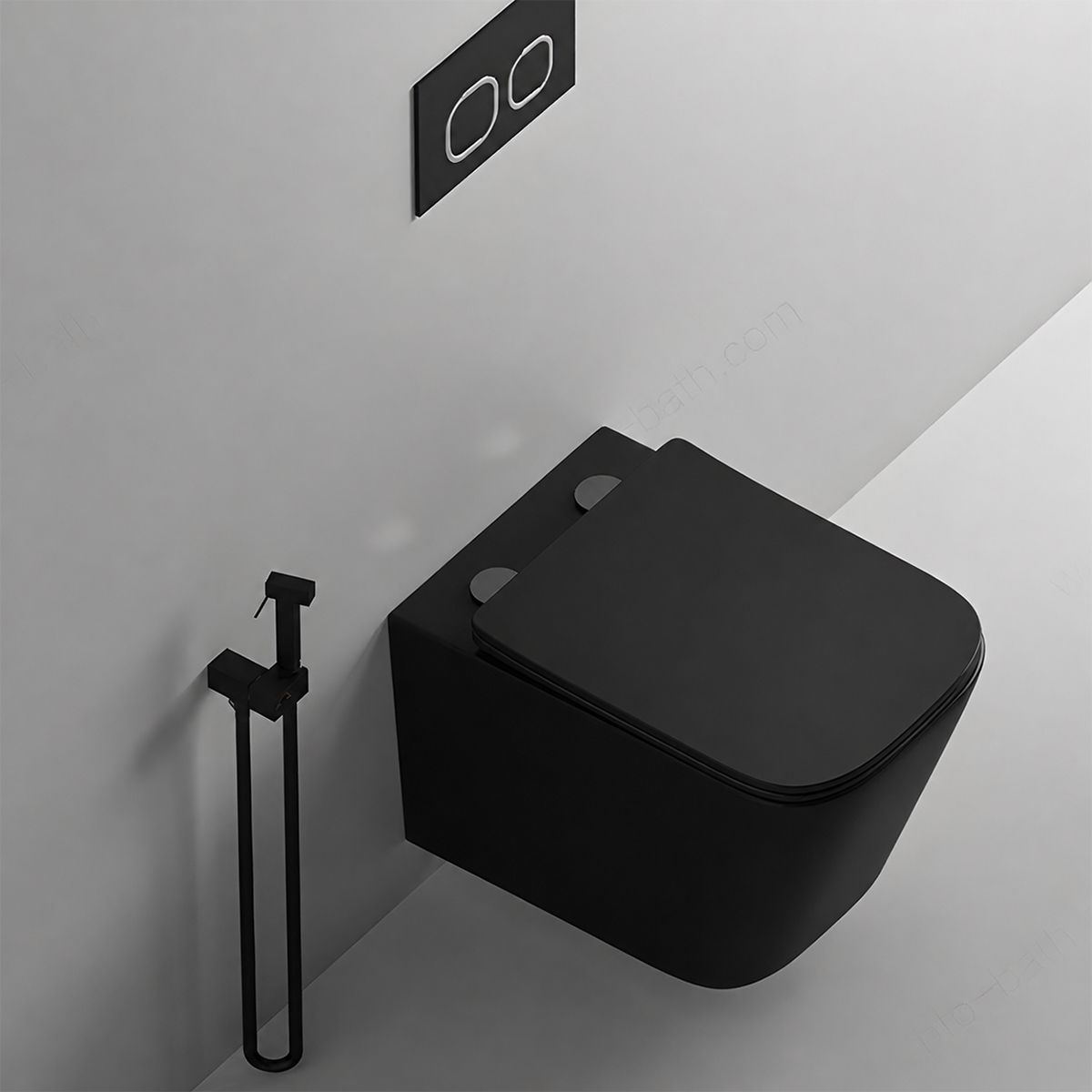 Vas WC EGO Alfonso Rimless, Negru mat, Power Colour, montaj suspendat, capac duroplast slim soft-close inclus