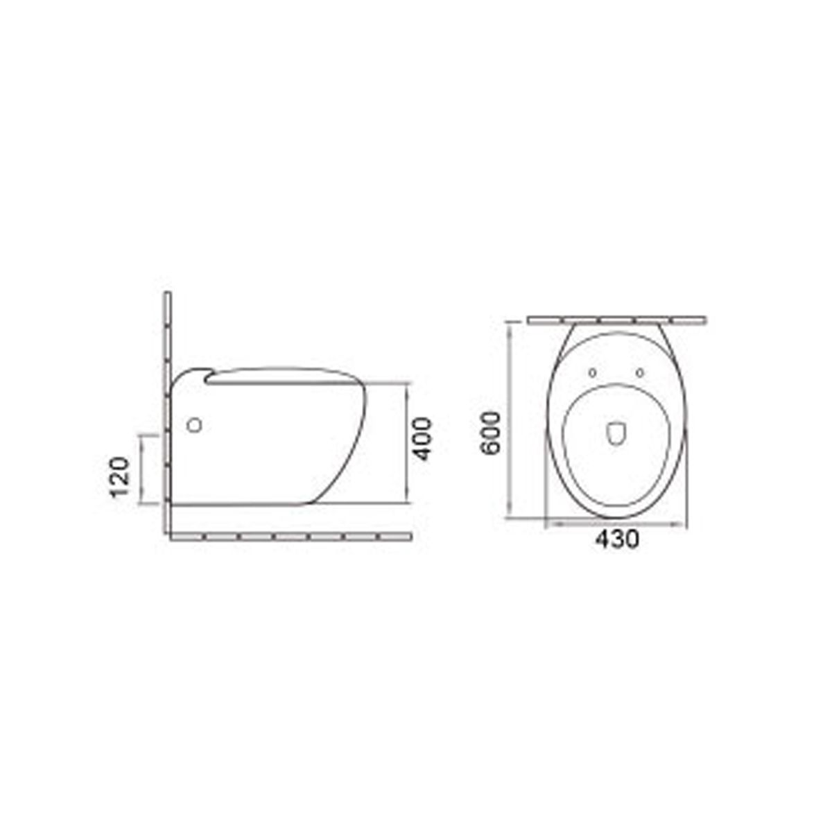 Vas WC EGO Angelo, Alb, 60x43 cm, montaj suspendat, capac duroplast slim soft-close inclus