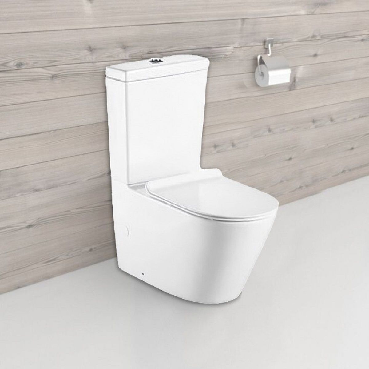 Vas WC EGO Dario Rimless, rezervor inclus, 2 piese, Alb Lucios, 60x36 cm, montaj podea, capac duroplast slim soft-close inclus