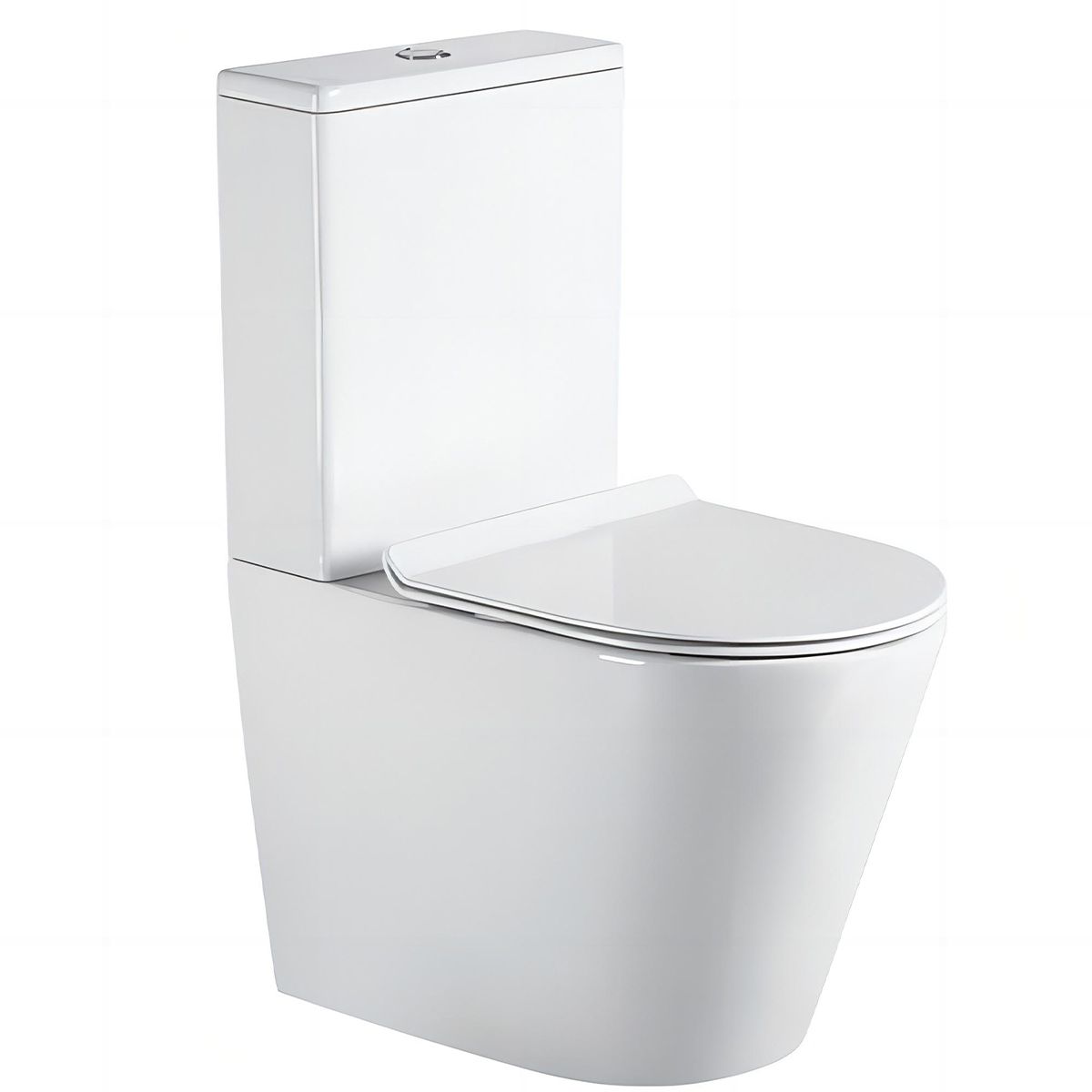 Vas WC EGO Dario Rimless, rezervor inclus, 2 piese, Alb Lucios, 60x36 cm, montaj podea, capac duroplast slim soft-close inclus
