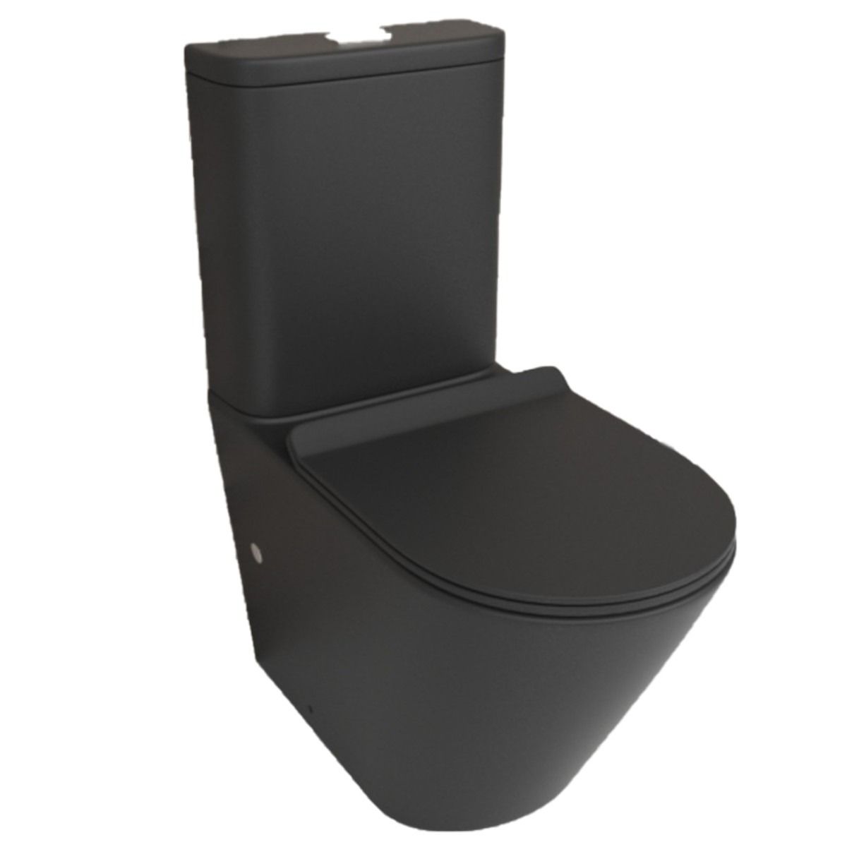 Vas WC EGO Dario Rimless, rezervor inclus, 2 piese, Negru mat, Power Colour, montaj podea, capac duroplast slim soft-close