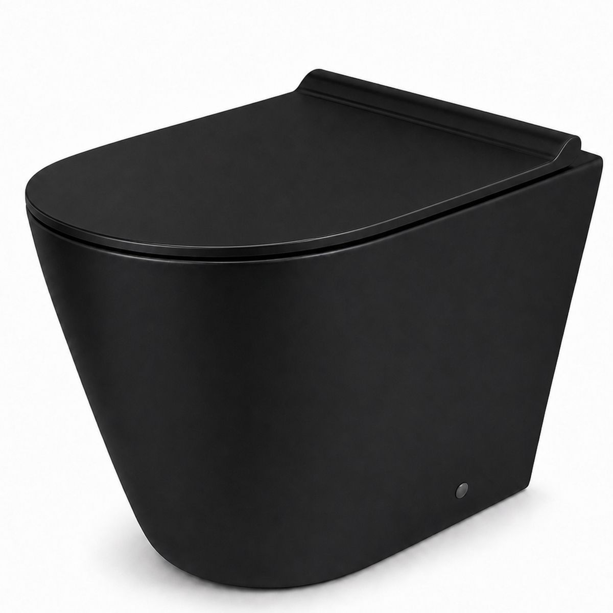 Vas WC EGO Galo, Rimless, Negru Mat, Power Colour, 54x36 cm montaj podea, capac duroplast slim soft-close inclus