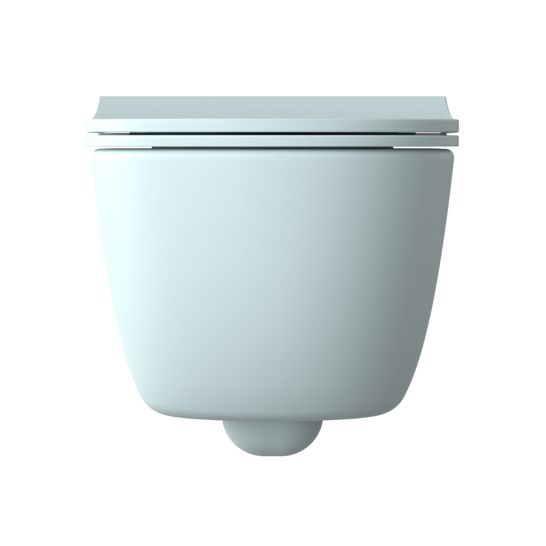 Vas WC EGO Michael Rimless, 49x36 cm, Albastru, Power Colour, semi-mat, montaj suspendat, capac duroplast soft-close easy off