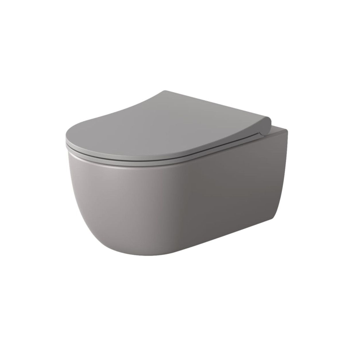 Vas WC EGO Michael Rimless, 49x36 cm, Gri, Power Colour, semi-mat, montaj suspendat, capac duroplast soft-close easy off