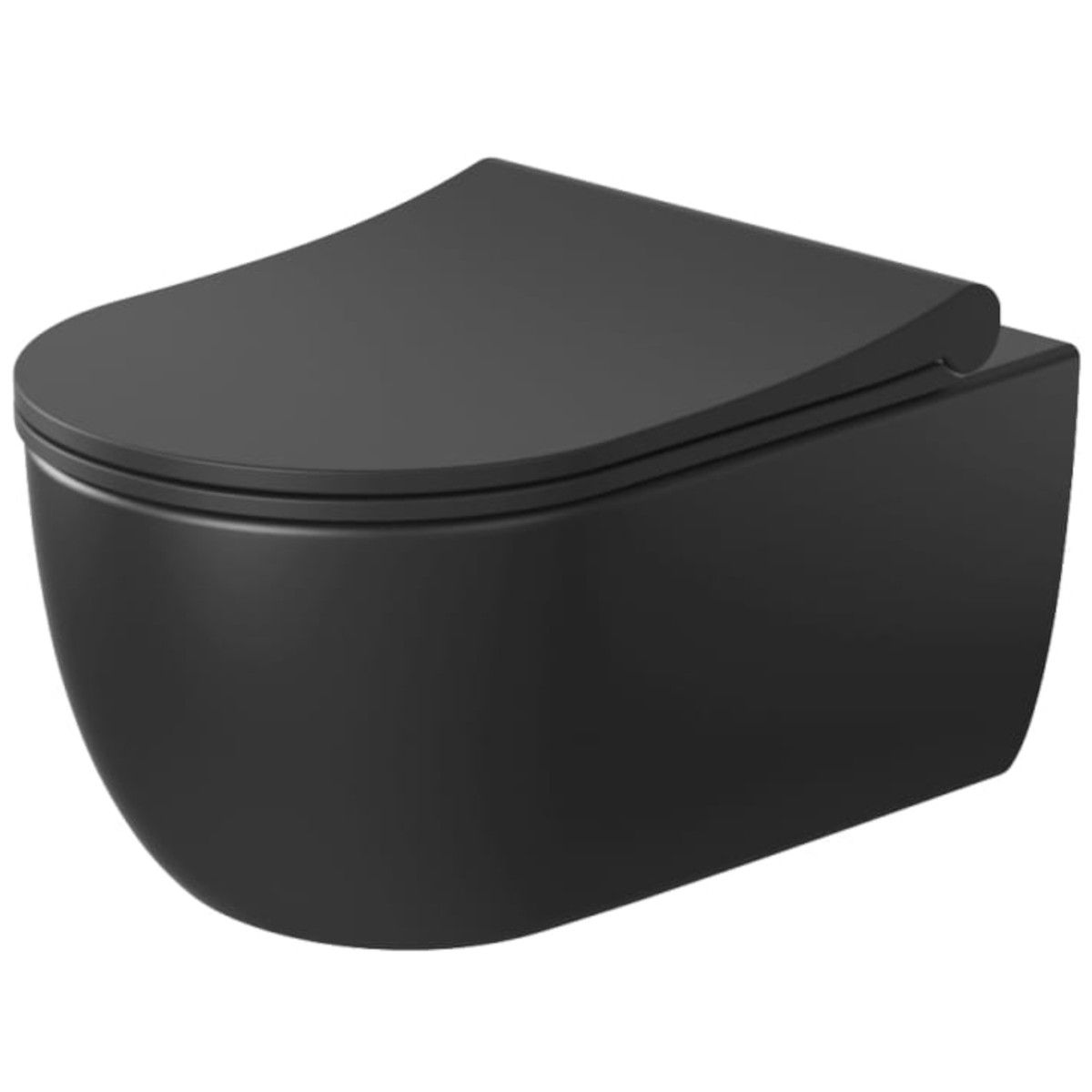 Vas WC EGO Michael Rimless, 49x36 cm, Negru, Power Colour, semi-mat, montaj suspendat, capac duroplast soft-close easy off
