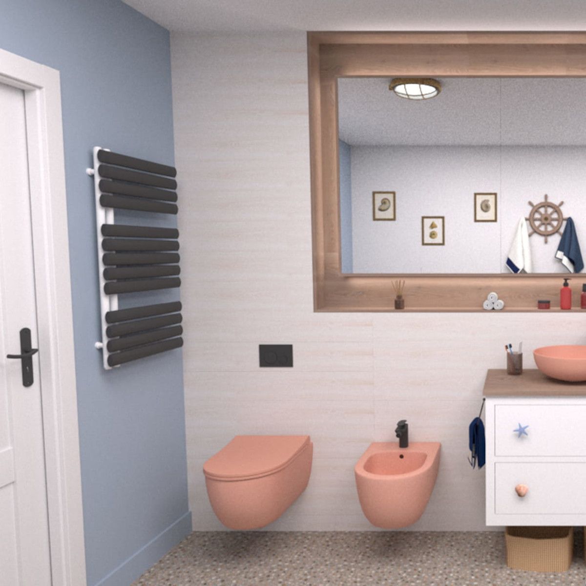 Vas WC EGO Michael Rimless, 49x36 cm, Roz Somon, Power Colour, semi-mat, montaj suspendat, capac duroplast soft-close easy off