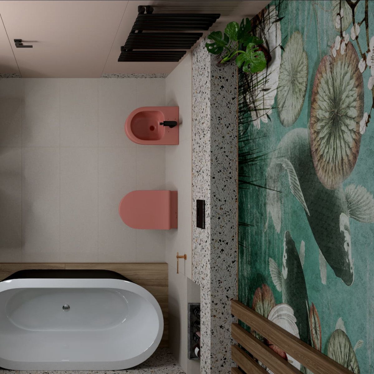 Vas WC EGO Michael Rimless, 49x36 cm, Roz Somon, Power Colour, semi-mat, montaj suspendat, capac duroplast soft-close easy off