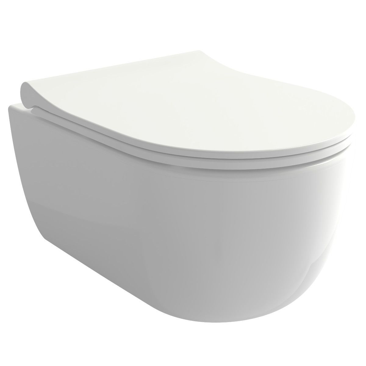 Vas WC EGO Michael Rimless, 49x37 cm, Alb Lucios, montaj suspendat, capac duroplast soft-close easy off