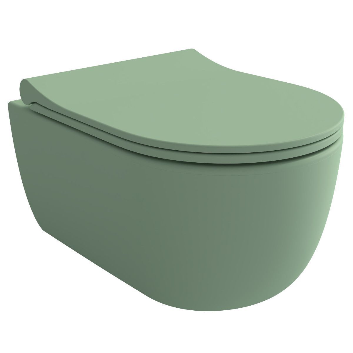 Vas WC EGO Michael Rimless, 49x37 cm, Verde Mint Mat, Power Colour, montaj suspendat, capac duroplast soft-close easy off