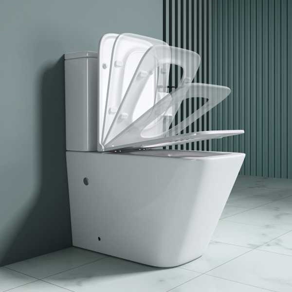 Vas wc Ego-S112T Rimless, rezervor inclus, 63x37 cm, Alb, ceramica sanitara, capac cu inchidere Soft Close