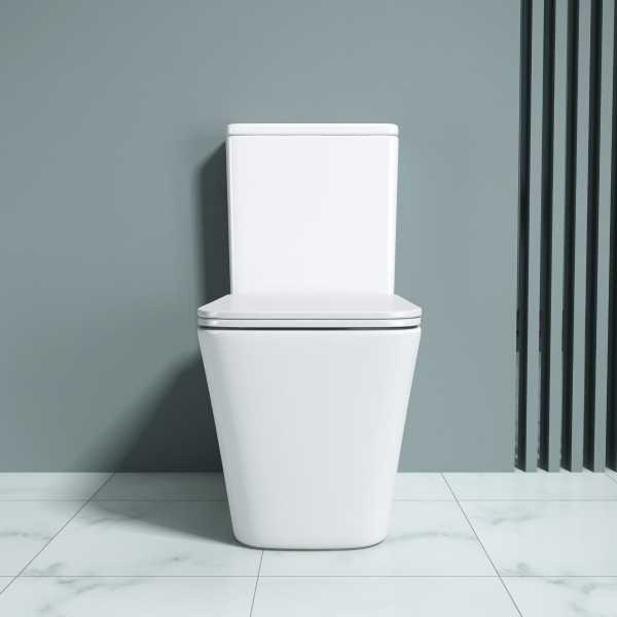 Vas wc Ego-S112T Rimless, rezervor inclus, 63x37 cm, Alb, ceramica sanitara, capac cu inchidere Soft Close