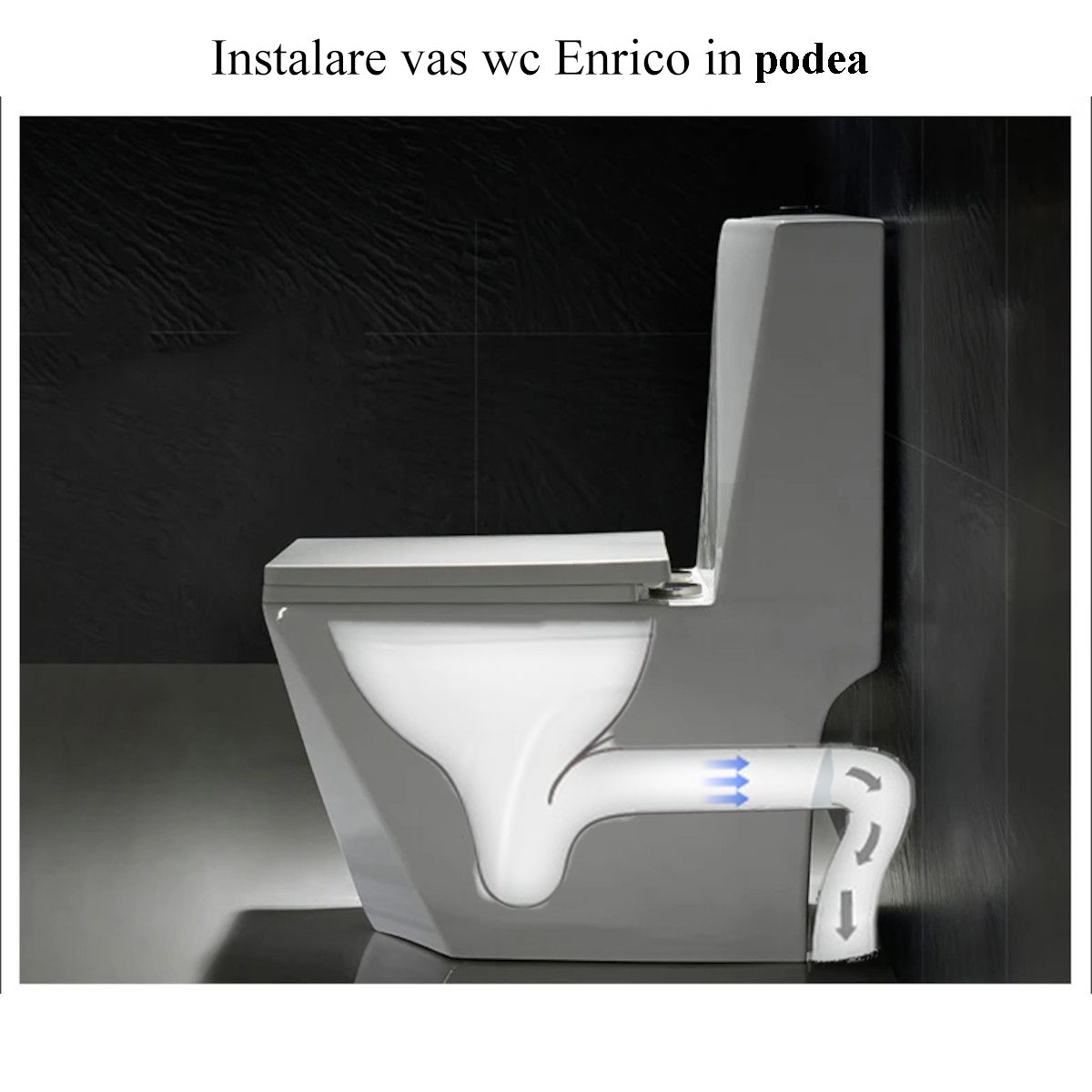 Vas WC Enrico, SifonFlush, Alb, 68x37 cm, Rezervor Inclus, montaj podea, capac cu soft-close inclus