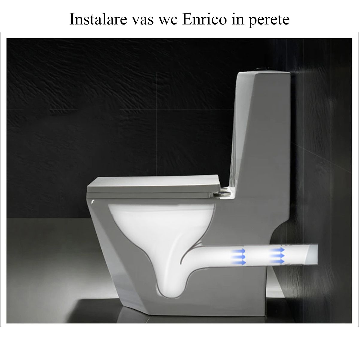 Vas WC Enrico, SifonFlush, Alb, 68x37 cm, Rezervor Inclus, montaj podea, capac cu soft-close inclus