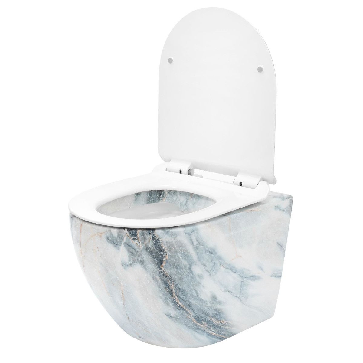 Vas Wc, Granit Lucios, Rimless, 49x37 cm, montaj suspendat, capac Duroplast, ceramica sanitara, Ben