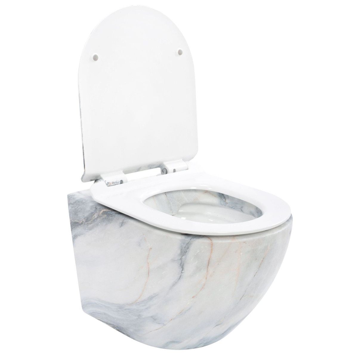 Vas Wc, Granit Lucios, Rimless, 49x37 cm, montaj suspendat, capac Duroplast, ceramica sanitara, Ben