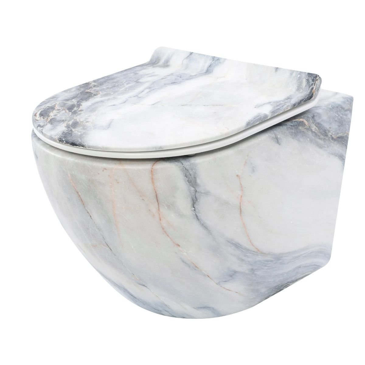 Vas Wc, Granit Lucios, Rimless, 49x37 cm, montaj suspendat, capac Duroplast, ceramica sanitara, Ben