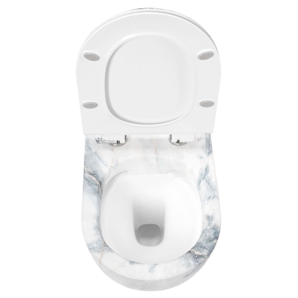 Vas Wc, Granit Lucios, Rimless, 49x37 cm, montaj suspendat, capac Duroplast, ceramica sanitara, Ben