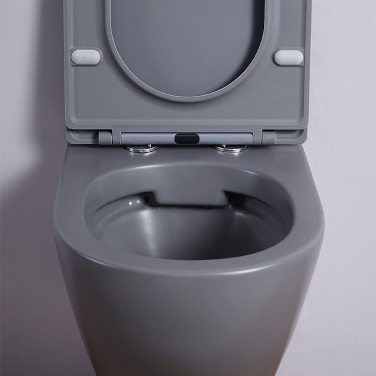 Vas Wc, Gri Mat, Power Color, Rimless, 49x37 cm, montaj suspendat, capac Duroplast, ceramica sanitara, Ben