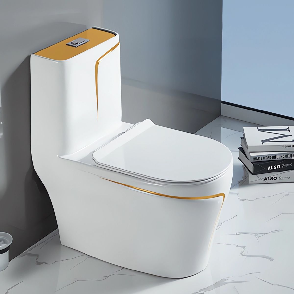 Vas WC Lazio, 70x37 cm, rezervor inclus, Alb Gold Line, montaj podea, capac cu soft-close inclus, Royalty Line by Ego