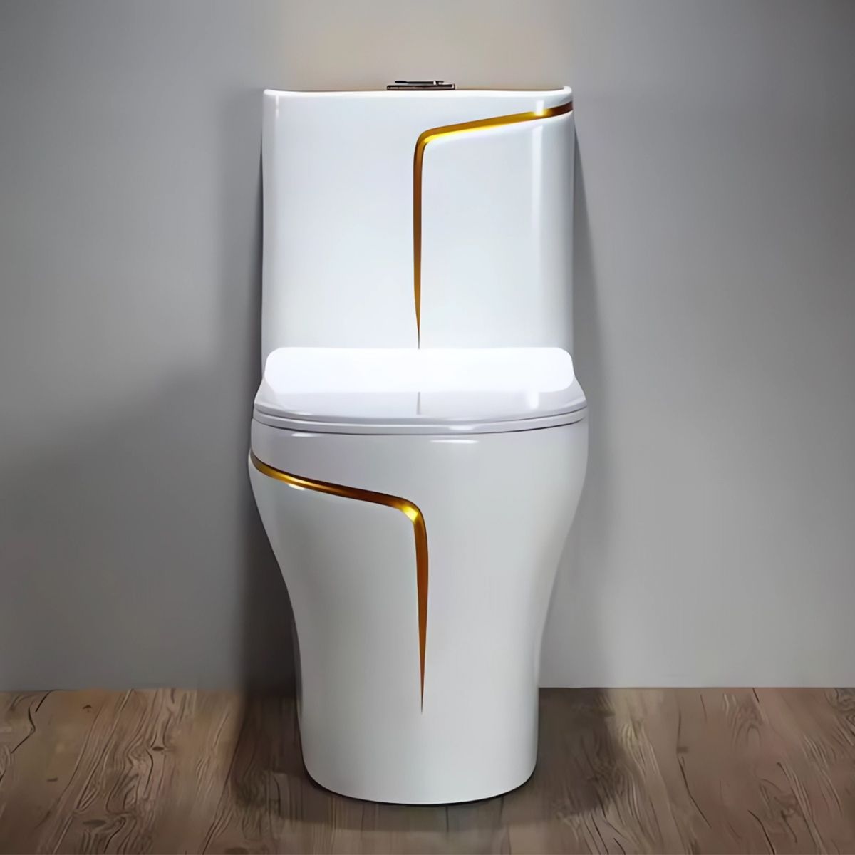 Vas WC Lazio, 70x37 cm, rezervor inclus, Alb Gold Line, montaj podea, capac cu soft-close inclus, Royalty Line by Ego